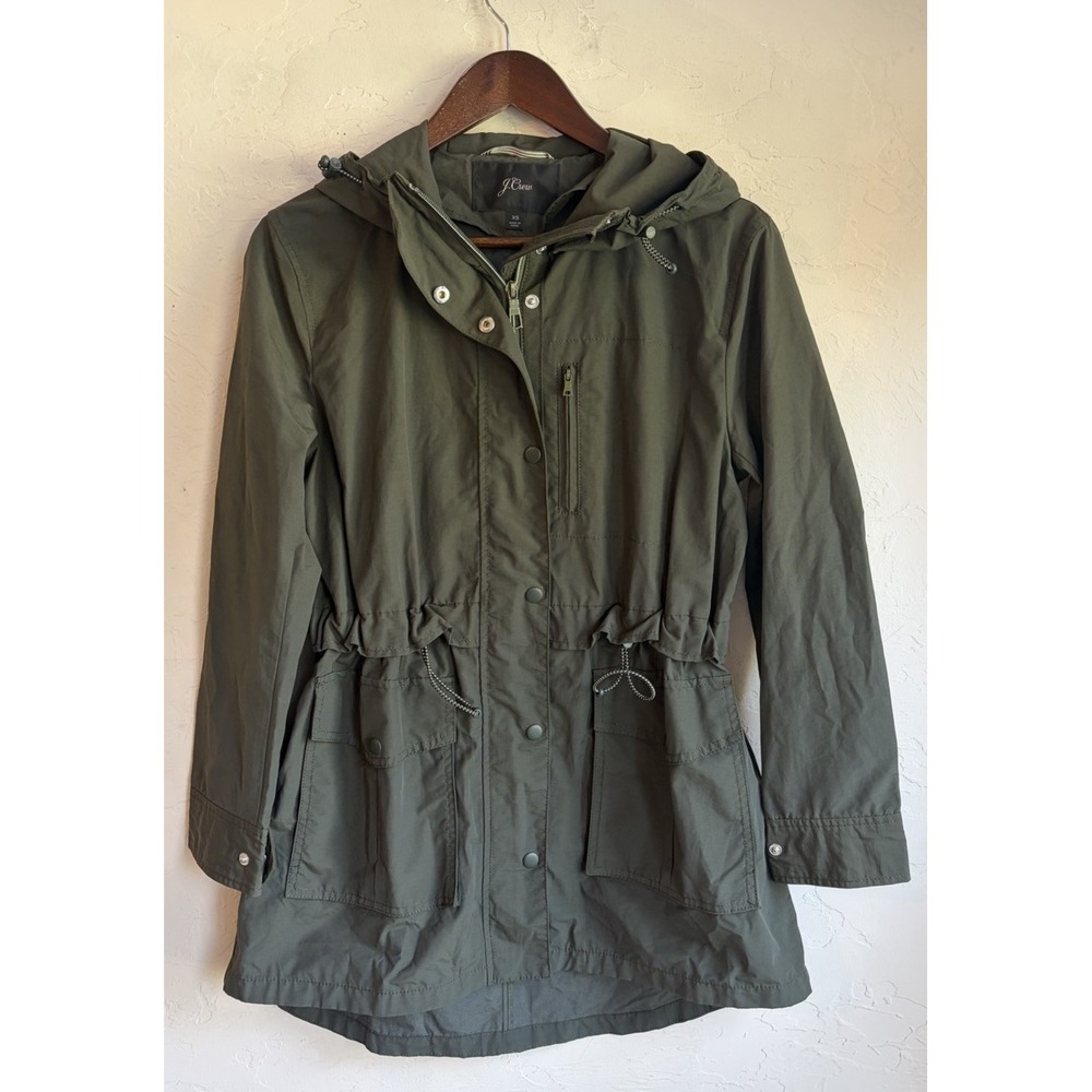 J Crew Perfect Lightweight Jacket XS Olive Green Utility Cargo Gorpcore Preppy